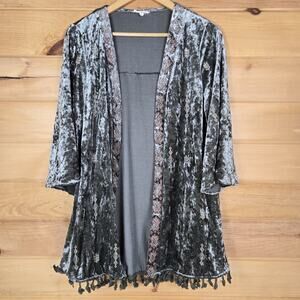 Easel Crushed Velvet Kimono Embroidered Hippie Boho Fairy Whimsigoth Size S